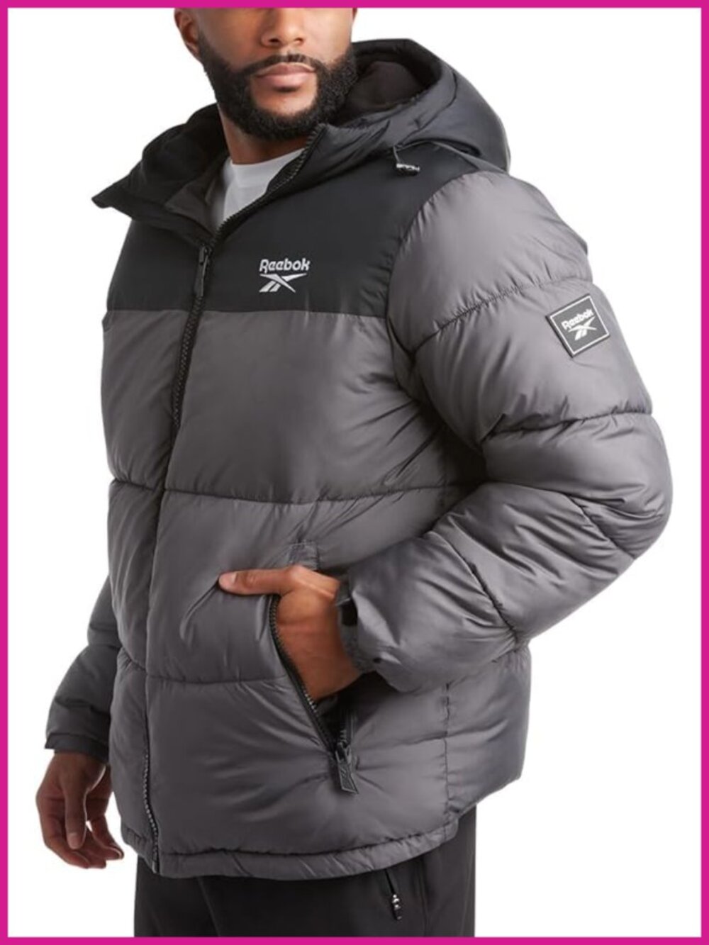 Mens Quilted Puffer Jacket Insulated Winter Coat with Hood